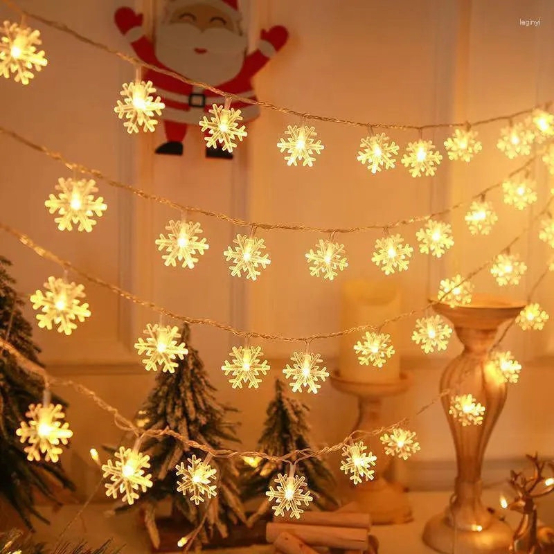 Christmas Decorations Snowflake Led Light For Home Hanging Garland Fairy Tree Ornament Xmas Year