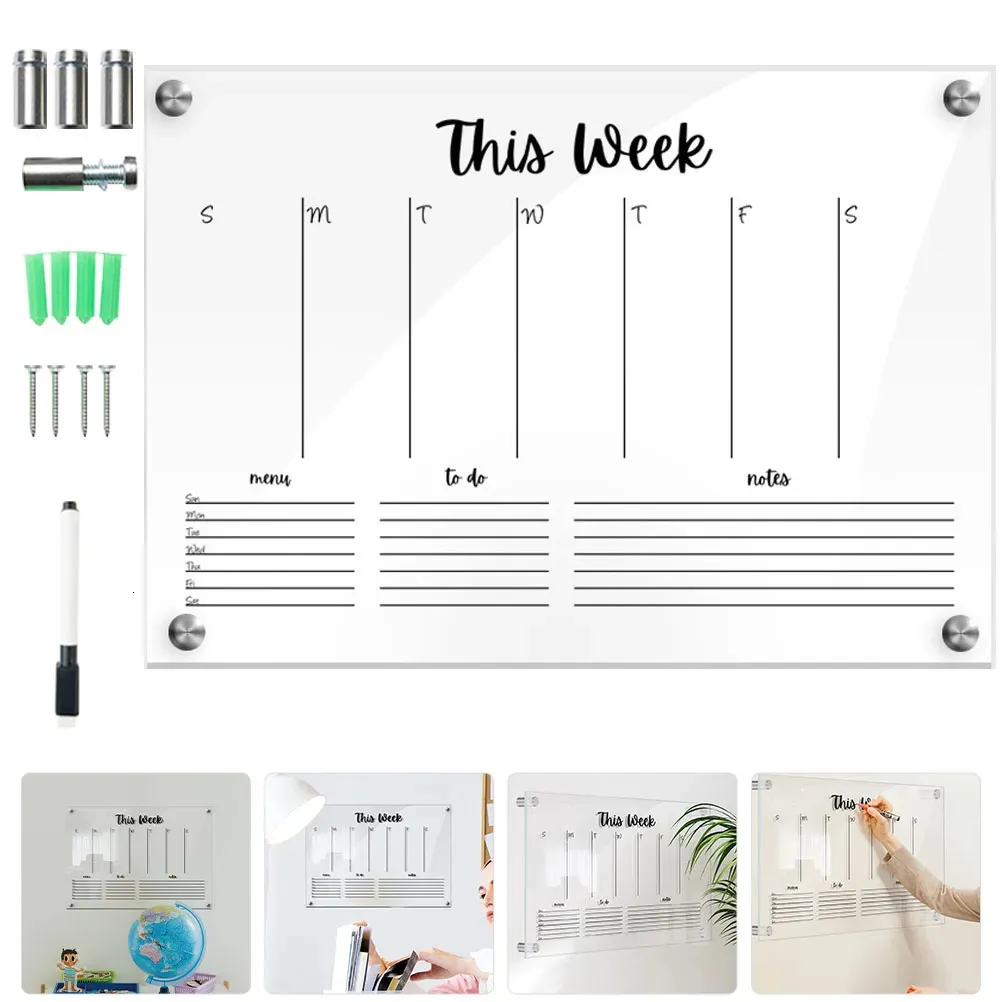 Whiteboards Weekly Planner Board Simple Memos Boards magnetiska kalendrar kreativa raderbara vita praktiska studenter Tecknet utsmyckningar 231009