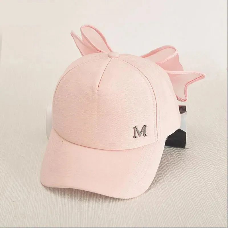 Bollmössor Parent-Child Baseball Cap Fashion Mother Daughter Sun Cap Solid Bowknot Hat For Girls Wide Brim Summer Sun Cap Girls Clothing 231009