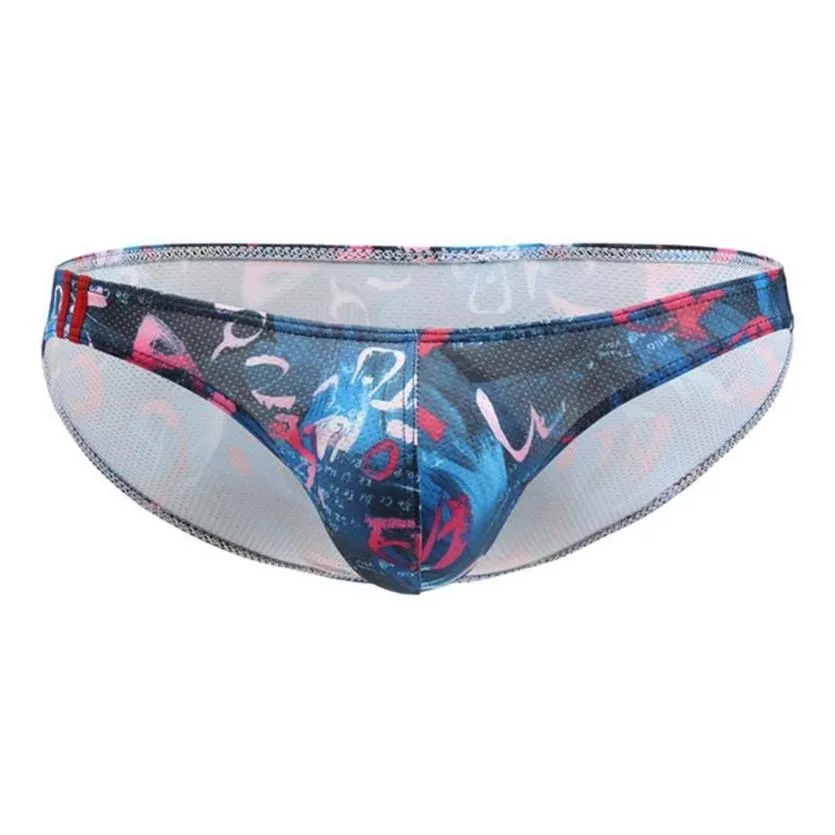 Underpants Enhance Penis Pouch Panties Men Underwear Printed U-Convex Mesh Breathable Moisture-Wicking Briefs Bikini261J