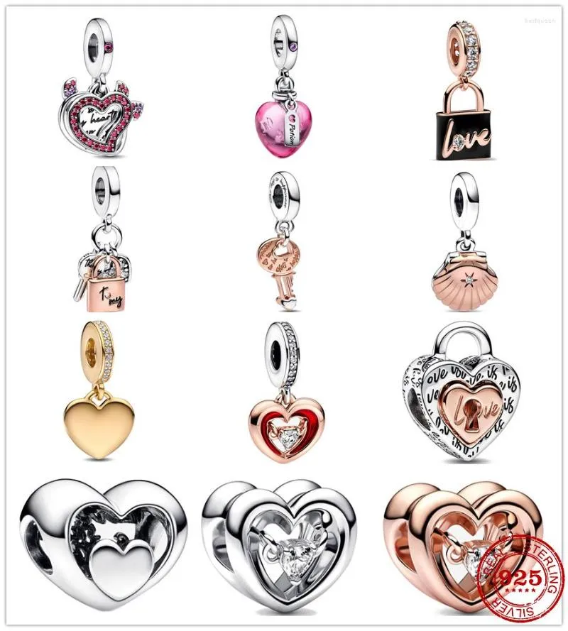 Loose Gemstones 2023 925 Sterling Silver Lock & Heart Key Charm Bead Fit Original Pendant Charms Bracelet For Women DIY Jewelry Lover's Gift