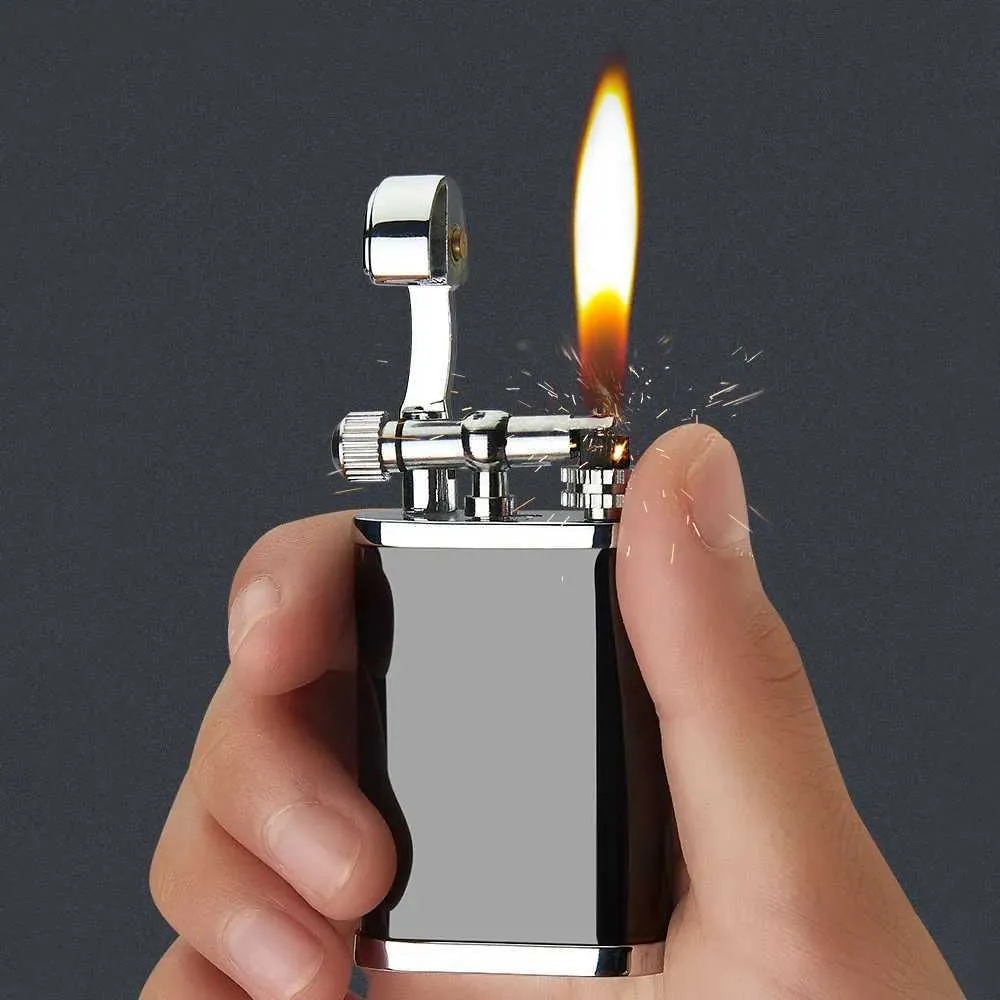 Lighters Mini Compact Metal Refillable No Gas Lighters Vintage Cigarettes Lighter Grinding Wheel Fire Starter Reusable Portable No Gas Torch NO6C