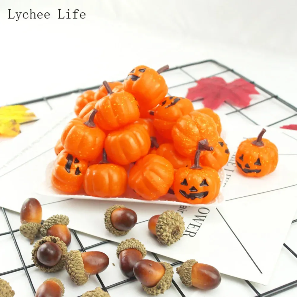 Decoratieve objecten beeldjes Halloween 816PCS Plastic Grimas Pompoen Ornamenten Simulatie Schaalmodel Nep Miniatuur Mini Ornament Woondecoratie 231009