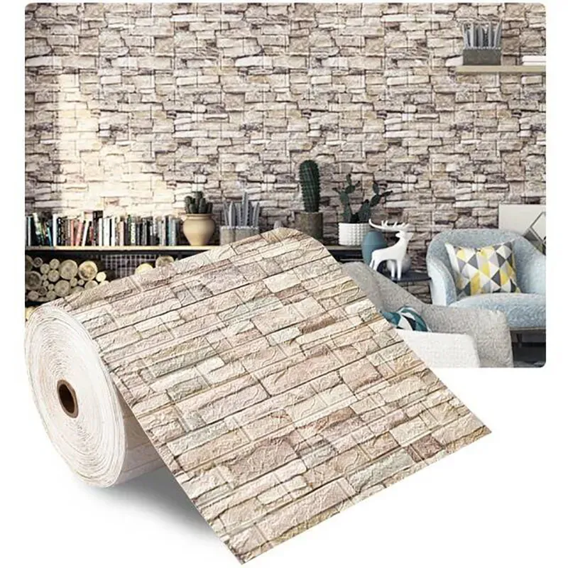 Wall Stickers 1Pcs 77cm70cm 3D Sticker Imitation Brick Bedroom Home Decor Waterproof Selfadhesive DIY Wallpaper for Living Room 231009