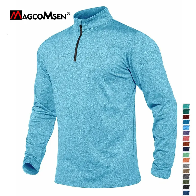 Kvinnors tröjor Magcomsen Men Micro-Fleece Sweater dragkedja Front Turtleneck långärmad andningsbar varm pullover vandringsresor fungerande skjortor 231009