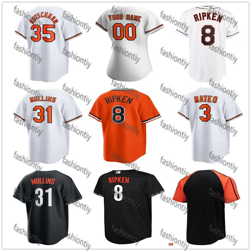 Custom Baseball Jerseys 35 Adley Rutschman Cedric Mullins Ryan Mountcastle Ramon Urias Anthony Santander Felix Bautista Mateo Cal Ripken Austin Hays Men Women Kids