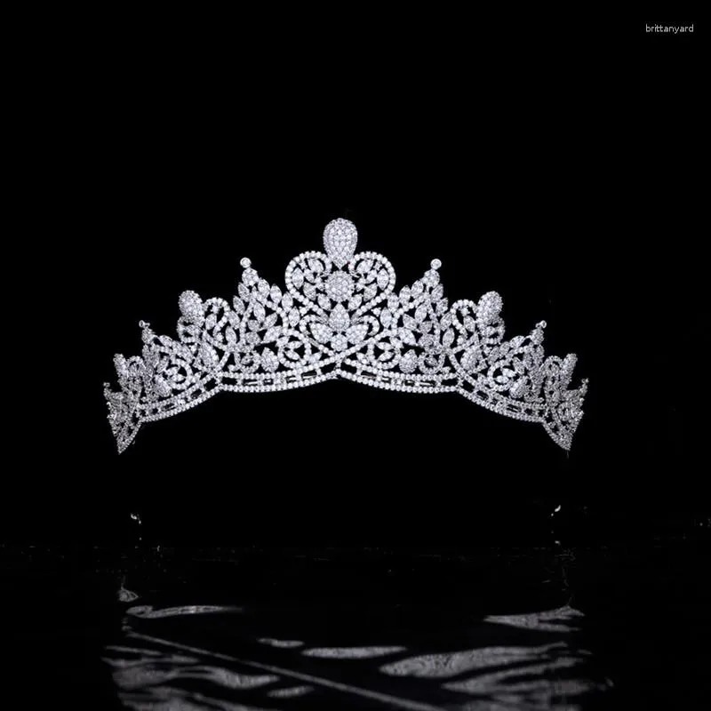 Pinces à cheveux en Zircon Micro incrusté, couronne de mariage, feuilles élégantes, diadème de mariée, coiffure de princesse, accessoires bijoux HQ0511