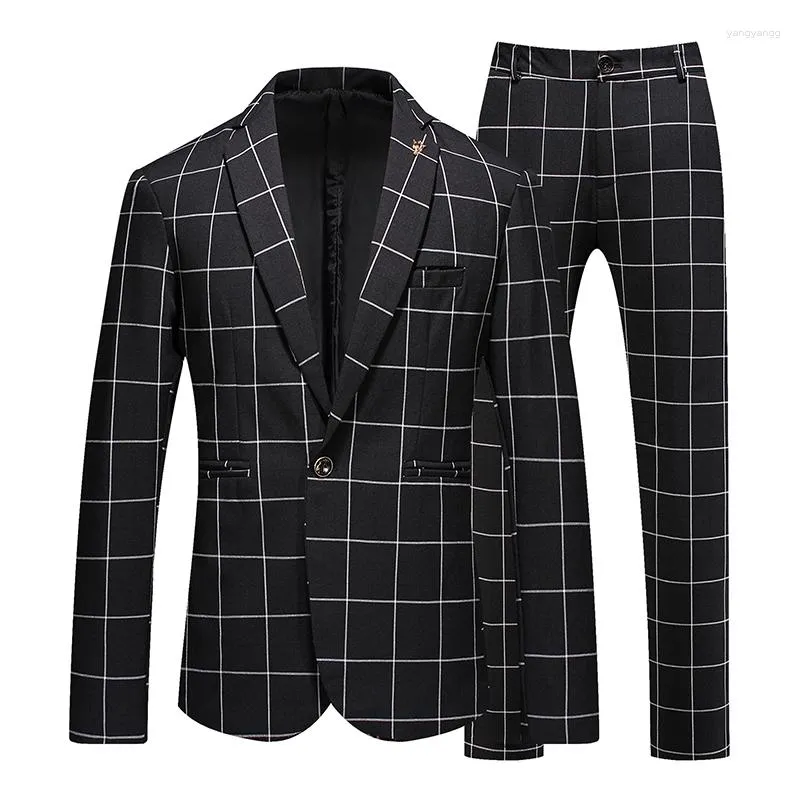 Costumes pour hommes de haute qualité (Blazer pantalon) Style britannique haut de gamme élégant affaires décontracté mode Simple mince costume deux pièces