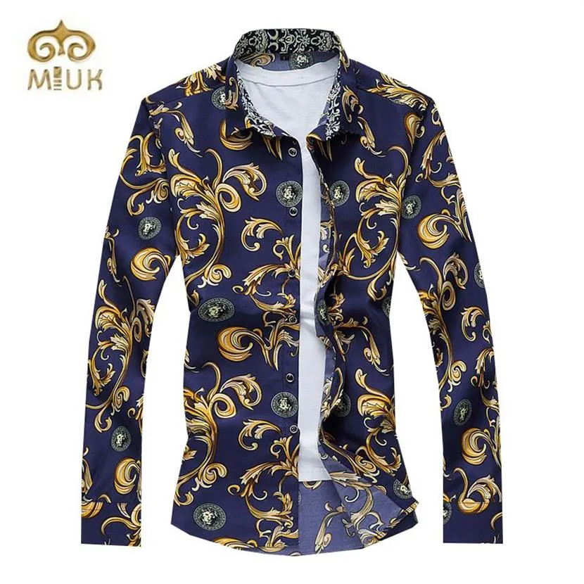 Whole-miuk Print Town-Down Fllar Full Sleeve Casual 5xl 4xl 3xl Floral Men Shirt Chemise Homme Summer Brand Clothing230q