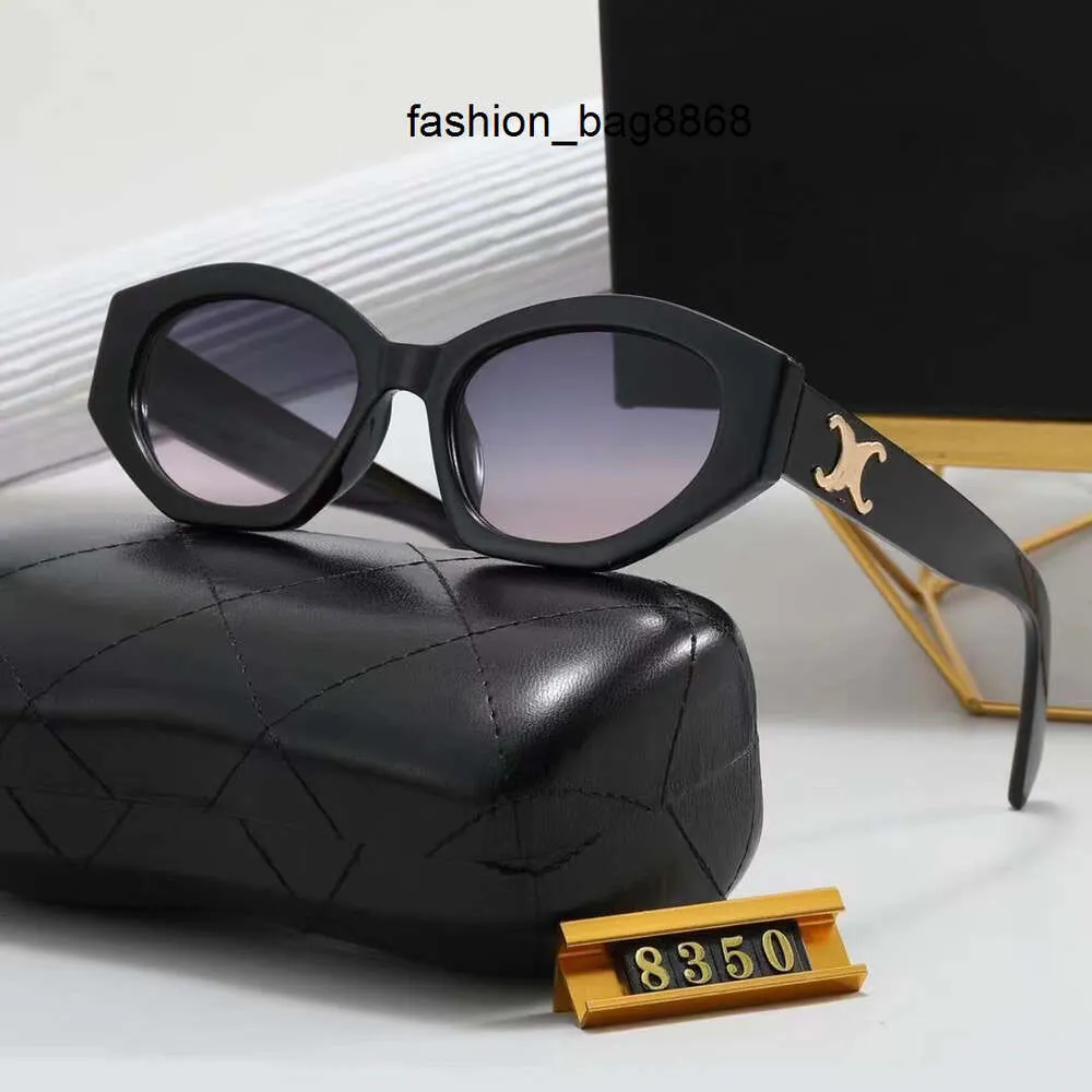 5A Solglasögon Designer för kvinnor män kattögonögon special UV 400 skyddsbokstäver stora ben dubbel balk ram utomhus klassisk stil kvinnor solglasögon 8350