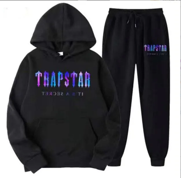 Herrespår Nya män Klädspårssats Set Trap Star Shooter Sportswear Hoodie Trousers 2 -delad kostym Fashion Hip Hop Streetwear Brand