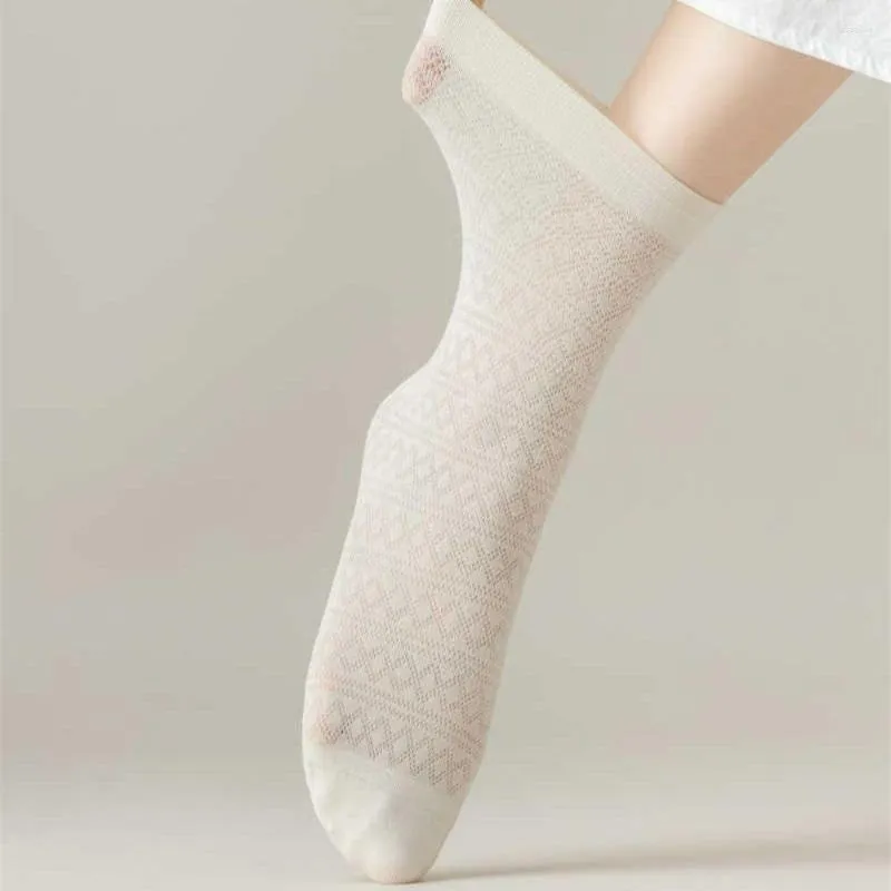 Women Socks 1Pair Korean Style Simple Fashion Hollow Thin Elastic Summer Transparent Glass Silk For Girls Hosiery