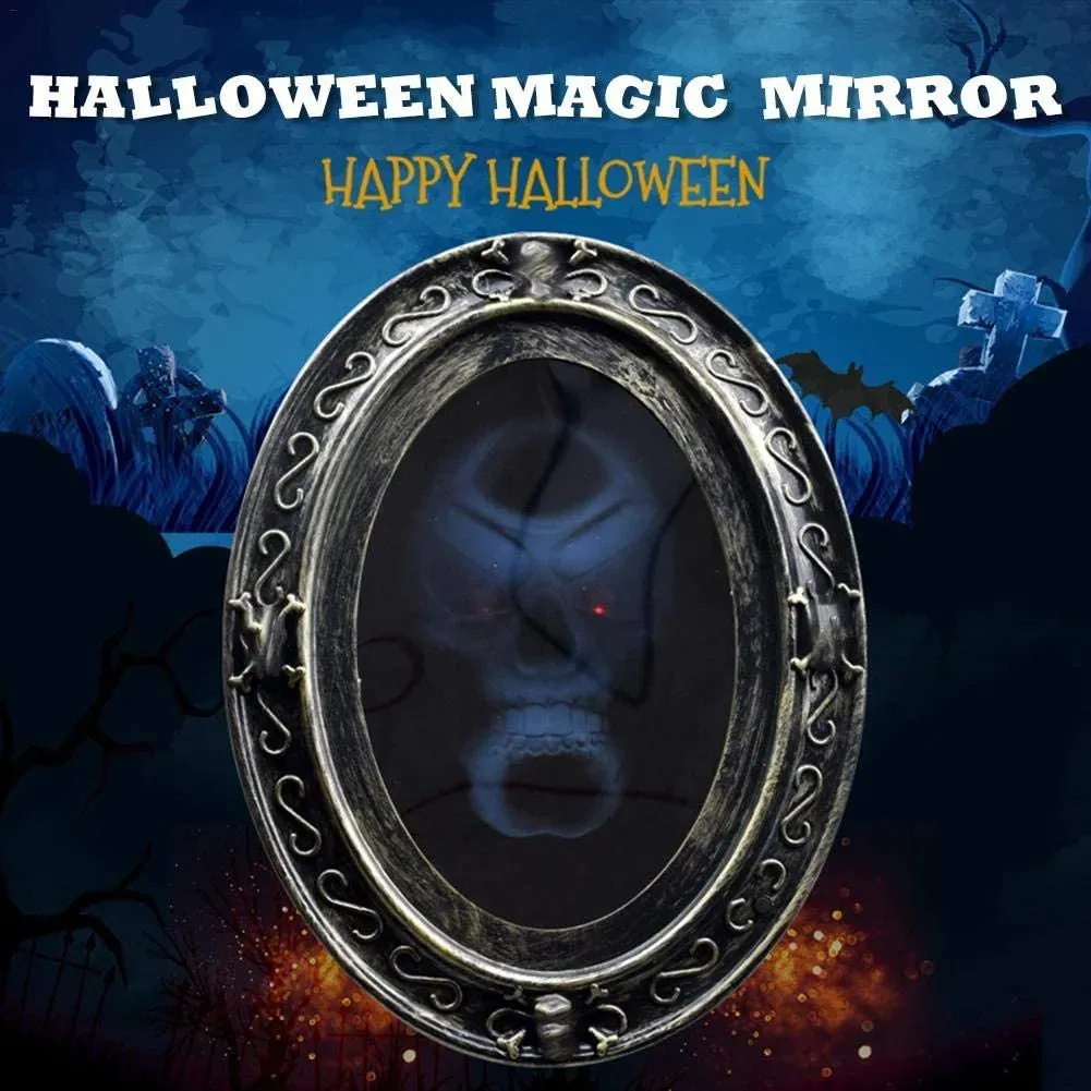 Other Event Party Supplies Haunted Mirror Motion Activated Scary With Creepy SoundLuminous Portrait Halloween Prop Decoration Toys 231009