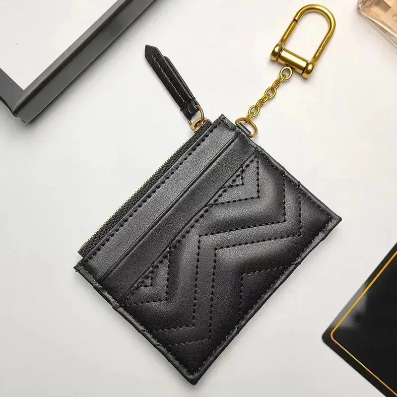 Luxury Wallet Bag Unisex Designer Key Pouch Fashion Cow Leather Purse Keyrings Mini Walls Coin Credit Card Holder 5 Colors KeyChain with Box