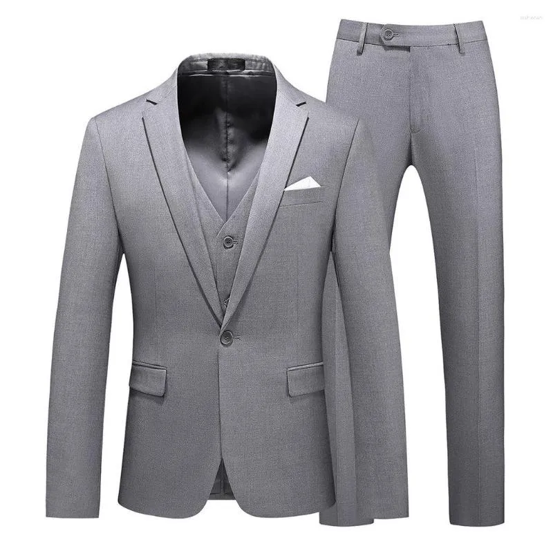 Męskie garnitury klasyczny moda męska 3 -częściowy garnitur dla drużbów ślubnych Slim Fit Prom Tuxedo Black Grey Business Pant