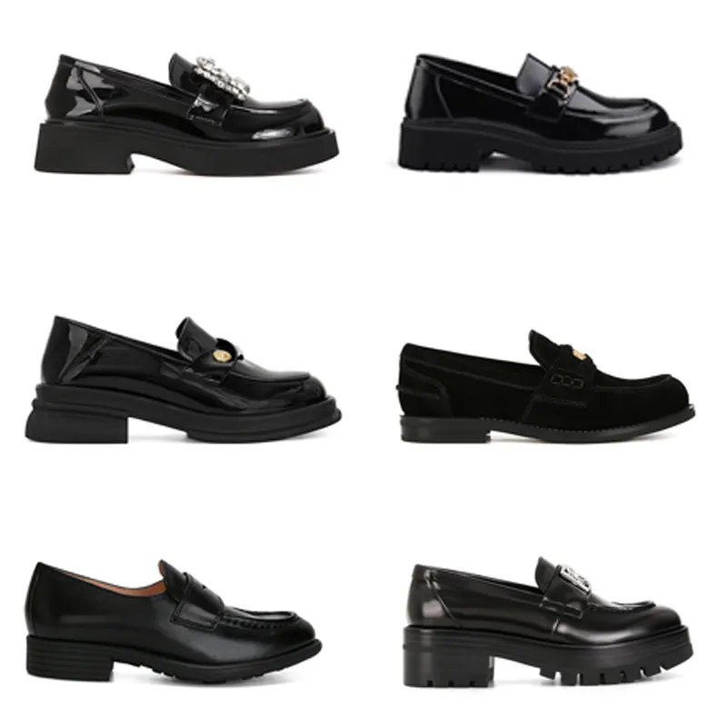 Chaussures décontractées d'automne designer pour femmes marron noir noir extérieur cuir en cuir épais semestried dames chaussures eur 36-40