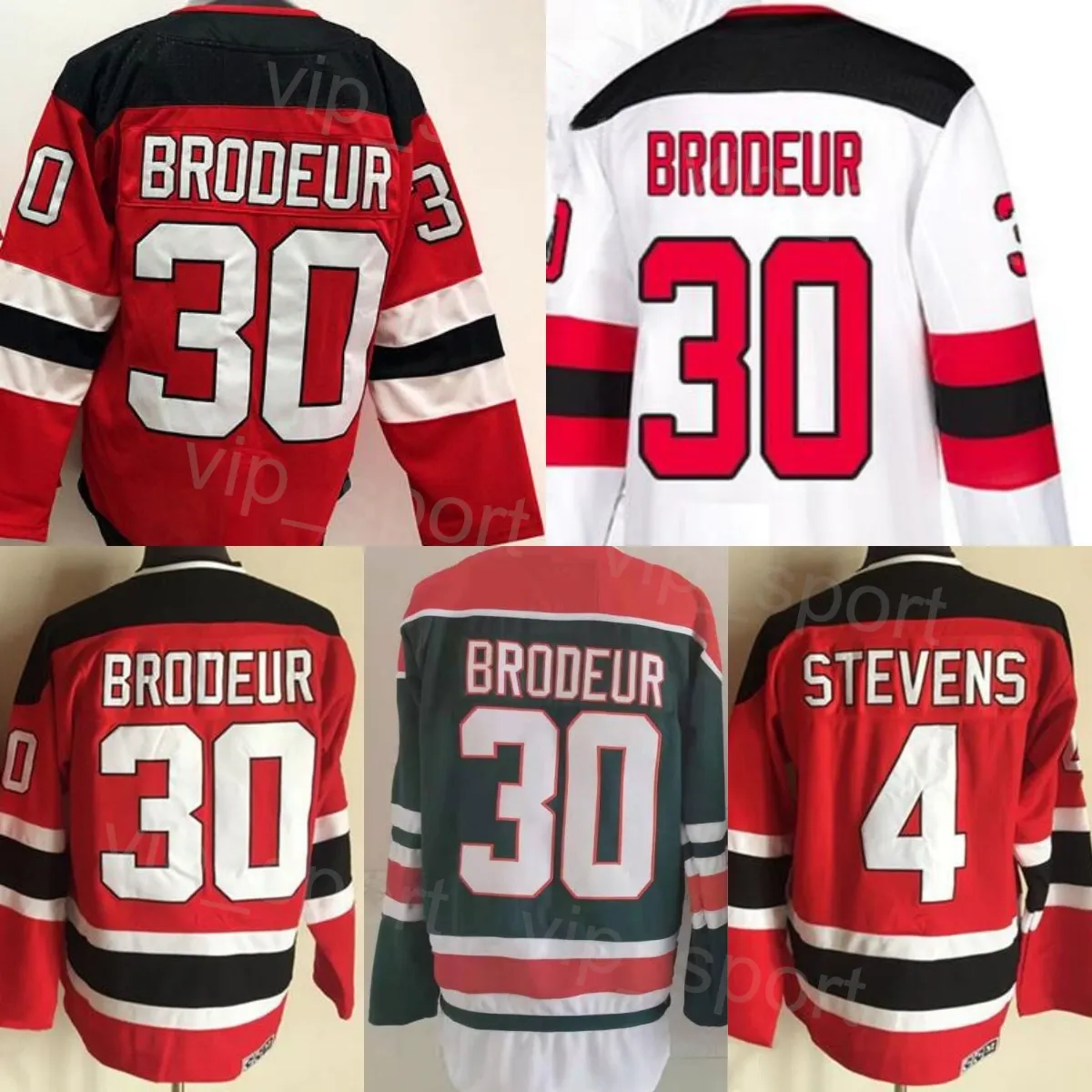 CCM Hockey Retro Jersey 30 Martin Brodeur Retire 4 Scott Stevens Vintage Classic Team Vermelho Branco Verde Cor Respirável para Fãs do Esporte Toda Costura Top de Algodão Puro