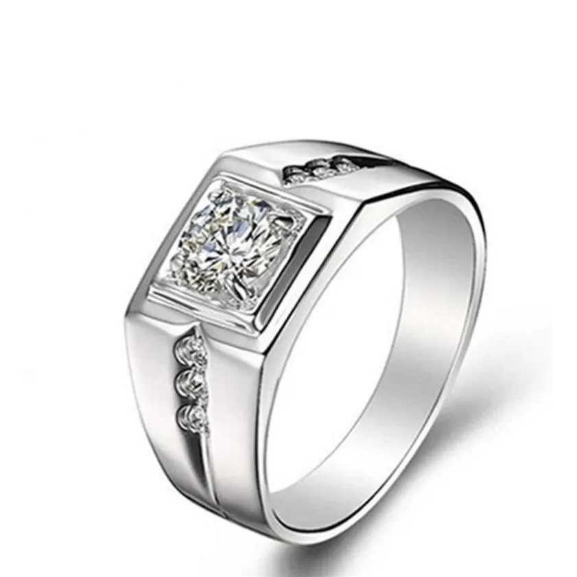 Silverpläterad ring för mäns bröllop födelsedag pojkvän gåva2888
