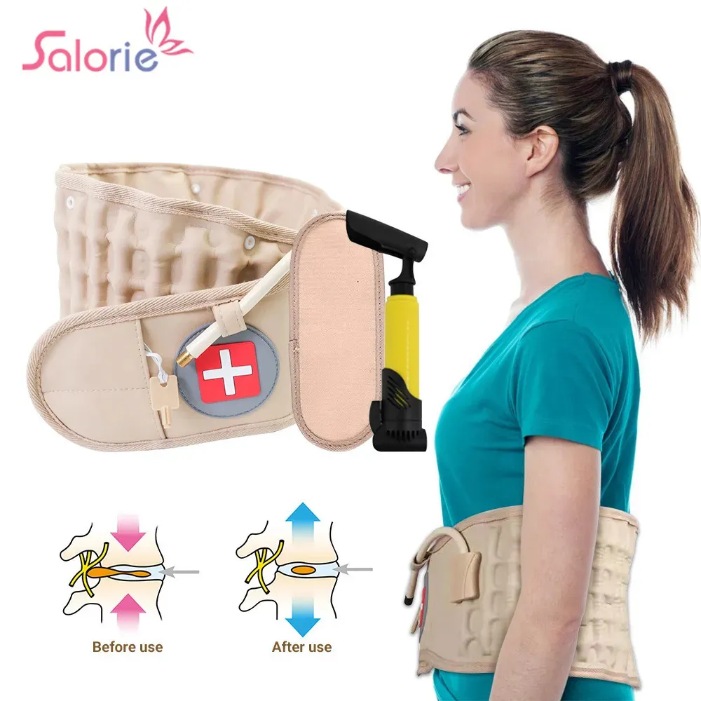 Back Massager midje dekompressionsbälte tillbaka Massager Backache Pain Relief Lumbal Spinal Air Traction Brace stöder Belt Bone Health Care 231009