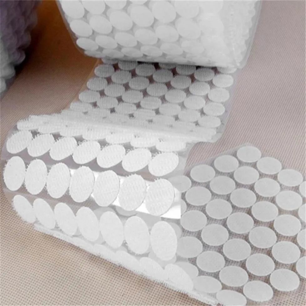 350 PCS Magic Nylon Coin Sticker Double Sided Adhesive Hooks Loops Disks Disker Vita runda kuddar Dot Fastener Tape Sewing2756