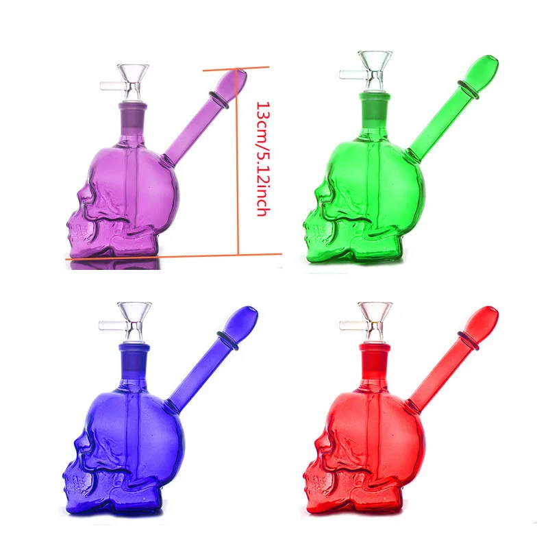 Wholesale Colorful Hookahs Shisha Mini Creative 3D Skull Pink Heady Glass Dab Rigs Bongs Water Tobacco bong Pipes