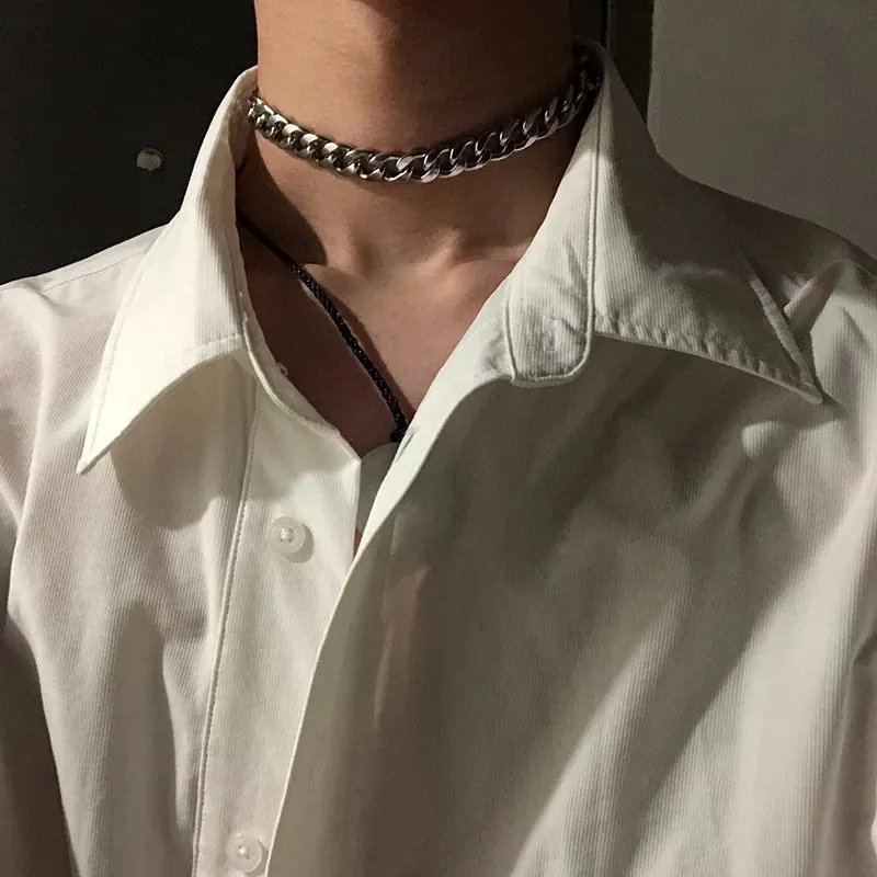 Chokers Necklace Jewelry Not Fade Choker Hip-hop Punk Stickers Neck Metal Thick Men and Women Trendy Clavicle Chain 231009