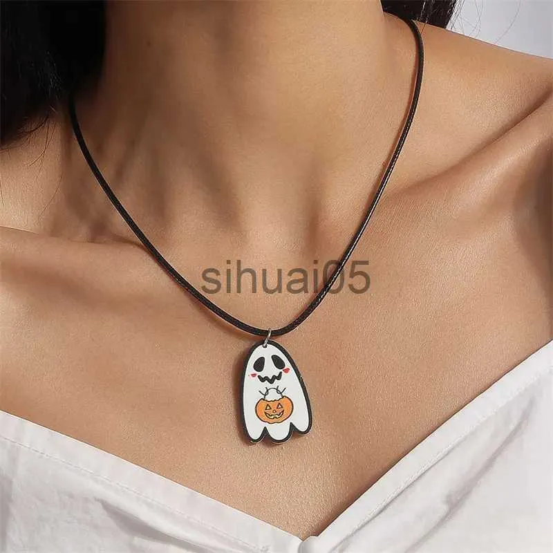 Pendentif colliers dessin animé Halloween fantôme citrouille pendentif collier pour femmes filles fête vacances bijoux cadeaux x1009