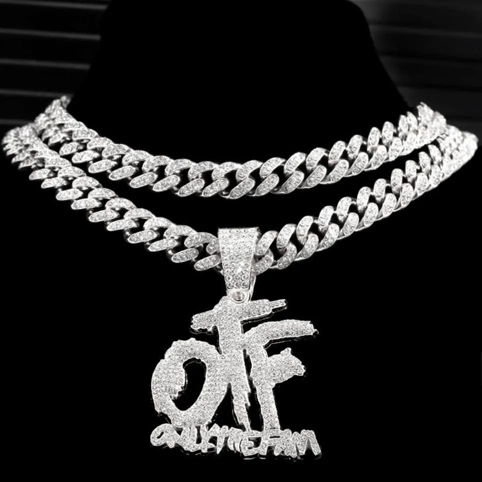 Pendant Necklaces Bling Iced Out Letter Cuban Necklace For Women Men Shiny Rhinestone Zircon Tennis Chain Hip Hop JewelryPendant N233G