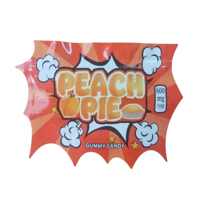 Custom Die Cut Holographic Child Resistant Pouch Smell Proof Special Irregular Shape Edible Packaging Mylar Bags Edibles Sugar Plastic Package Gummy Bear Candy