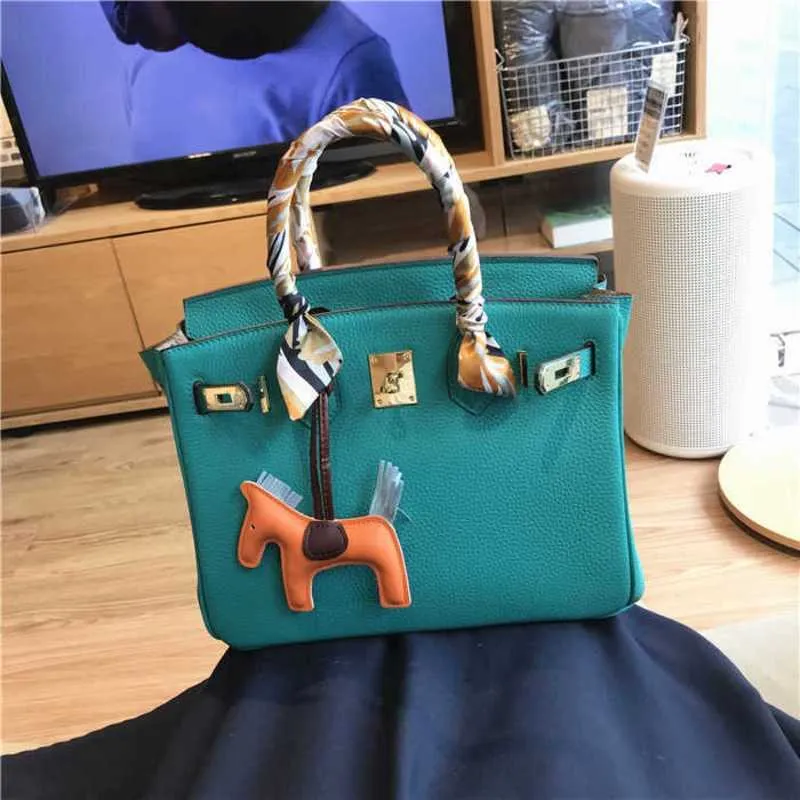 Frauen Bk Platinum echtes Leder Handtasche Designer Taschen Französische Luxussee Lake Green Lychee Getreide für Frauen weiche große Kapazität Mode