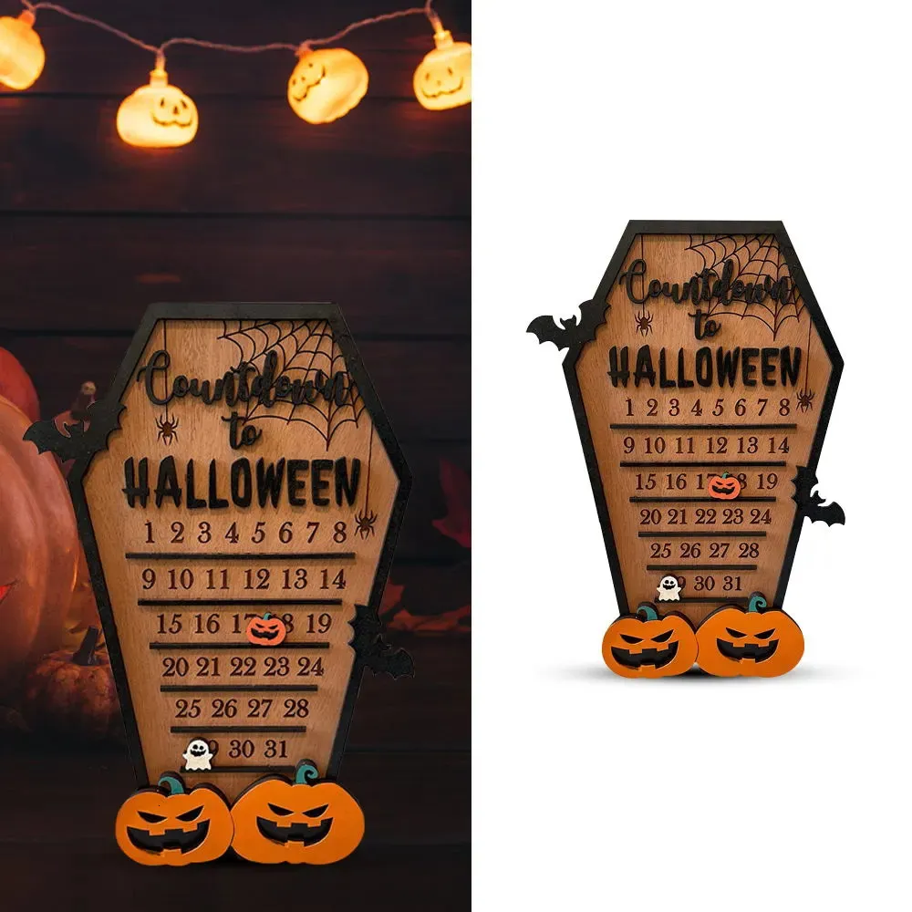 Autres événements Fournitures de fête Halloween Compte à rebours Calendrier en bois Avent Melon Bat Décoration Ornement Décor à la maison Cadeau de vacances pour enfants 231009