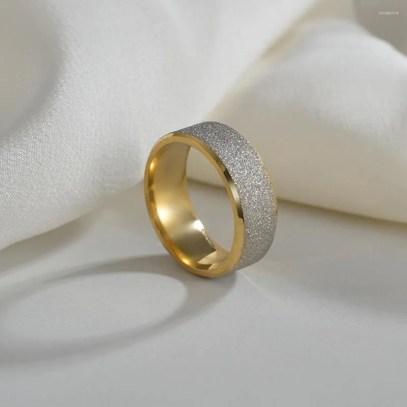 Anéis de cluster nunca desaparecem 8mm anel fosco moda cor de ouro aço inoxidável para homens e mulheres exclusivo casal presente de banda de casamento