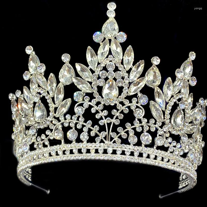 Pinzas para el pelo, Tiaras nupciales de cristal, coronas de brujas para mujer, disfraz de diamantes de imitación, diadema europea para desfile, accesorios de boda