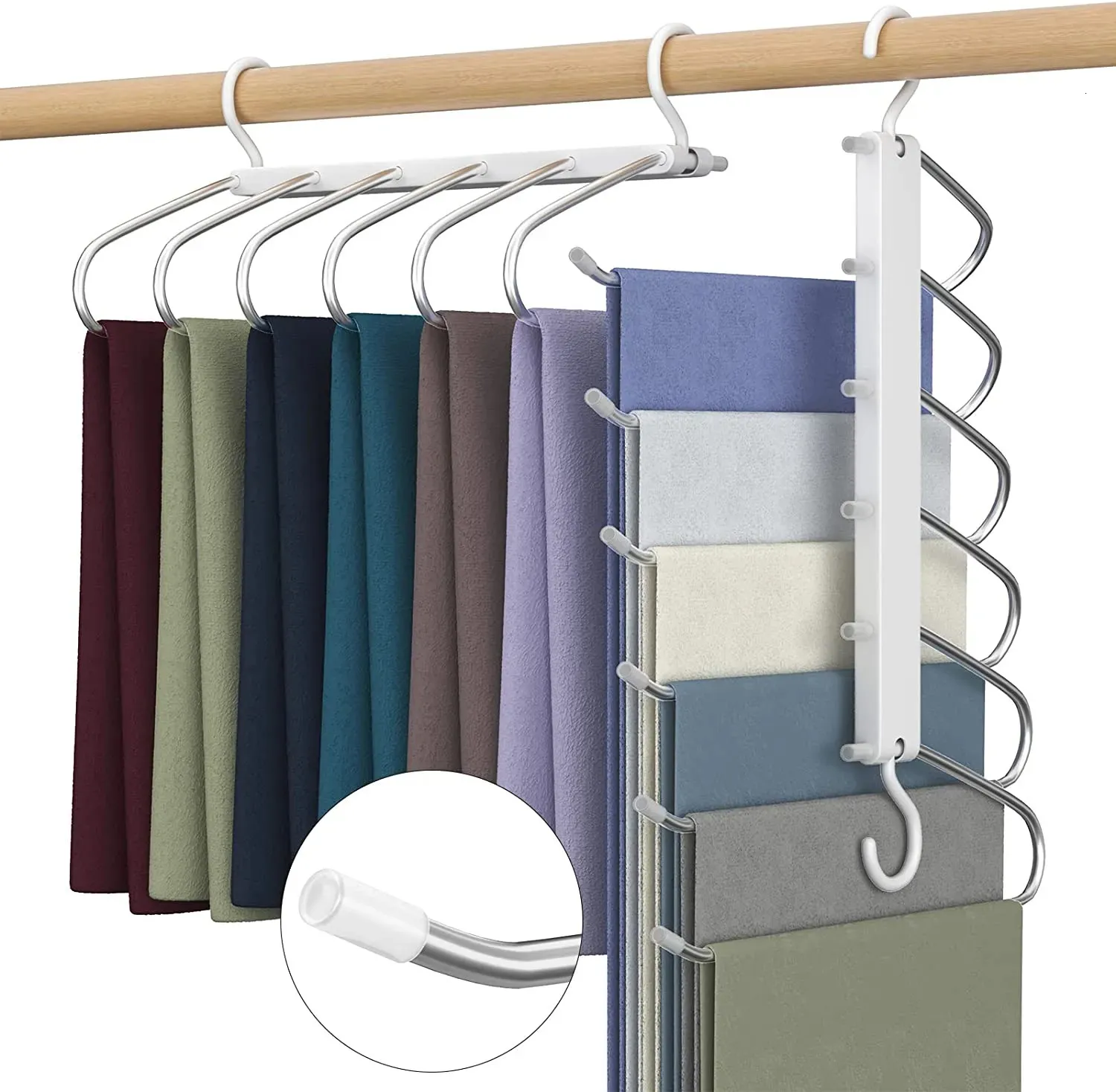 Estante Extraíble De 9 Brazos Para Pantalones De Armario Soporte De Almacenamiento De Pantalones Deslizante Estante Organizador De Armario De Acero