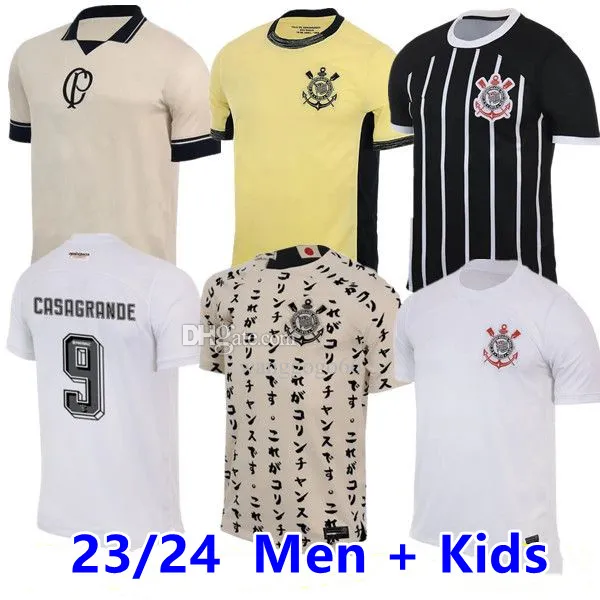 2023 2024 Corinthian Futbol Formaları Yuri Alberto Paulinho 23 24 Camisetas de Footb Gustavo Özel Guedes Club Futbol Gömlek Üçüncü Japonya 10 Yıllık Erkekler Çocuk Üniforma