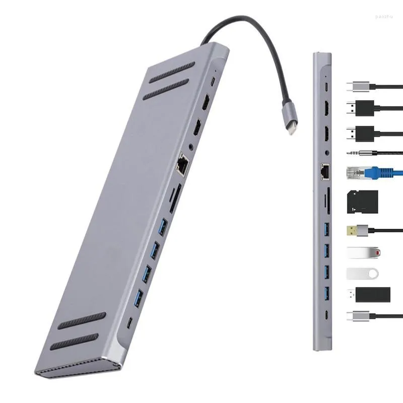 Hub-dockingstation 12 in 1 voor laptop USB-multipoortadapter Computeraccessoires Gegevens