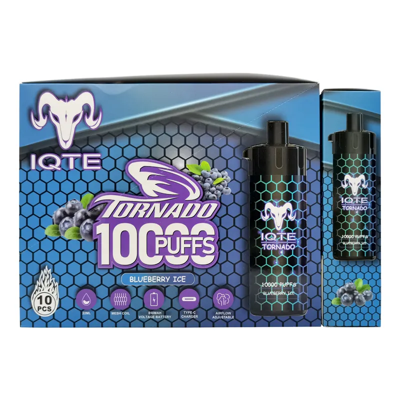 2023 Original 100% IQTE 10000 Puffs E Cigarros 2% 850mAh 22ml Dispositivo pré-preenchido Vape descartável autorizado 10 sabores