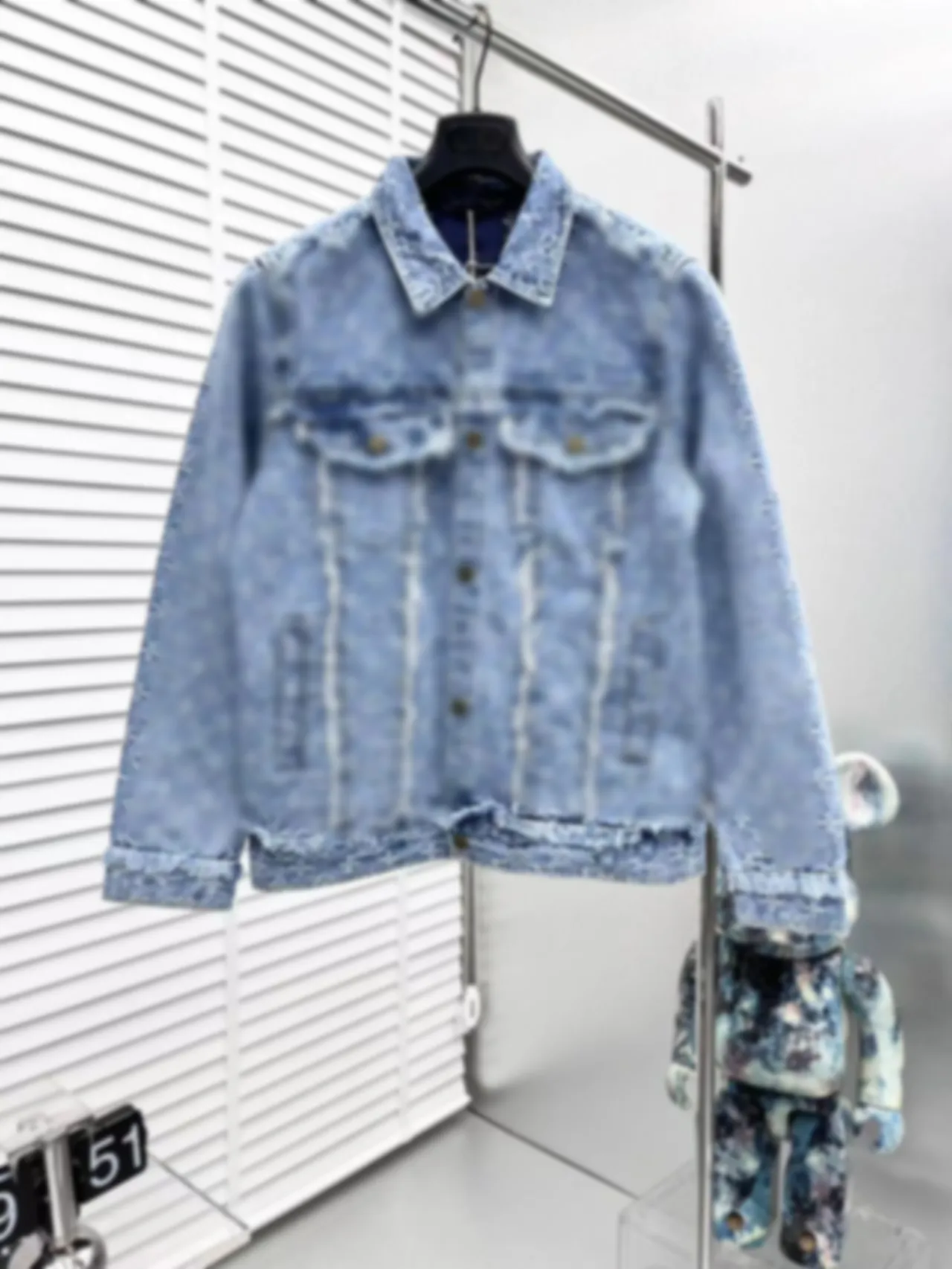 Designer Men's Denim Jacket Fashion Jacket Outdoor Fashion Jacket Blue Washed and Worna Jacket