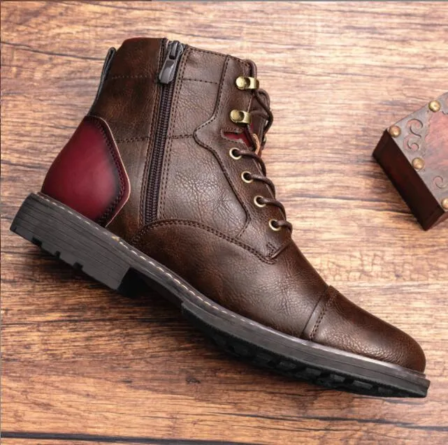 Mens boots with side zippers hot sale