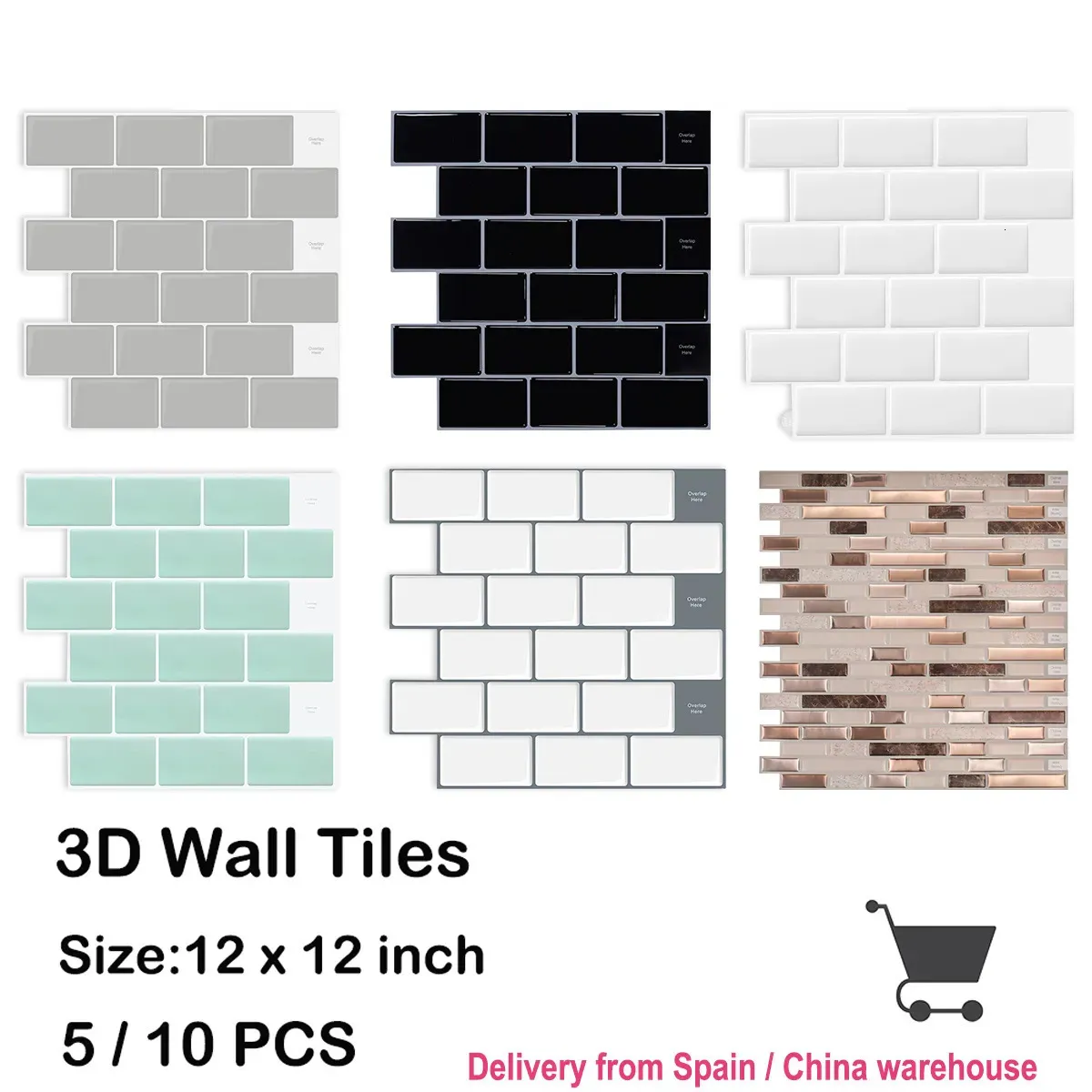 Adesivos de parede 510 pcs 3D impermeável adesivo de cozinha 1212 polegadas forte adesivo casca e vara telhas casa papel de parede 231009