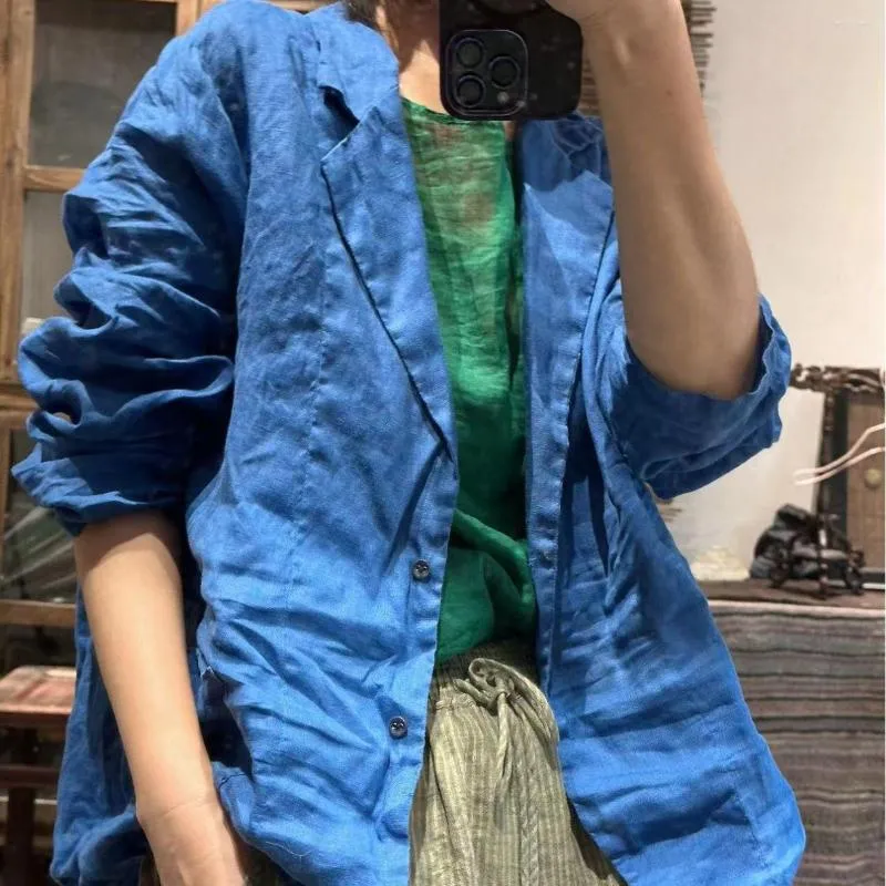 Women's Jackets Women Summer Autumn Linen Jacket Ladies Solid Color Tops Female Short Coat 2023