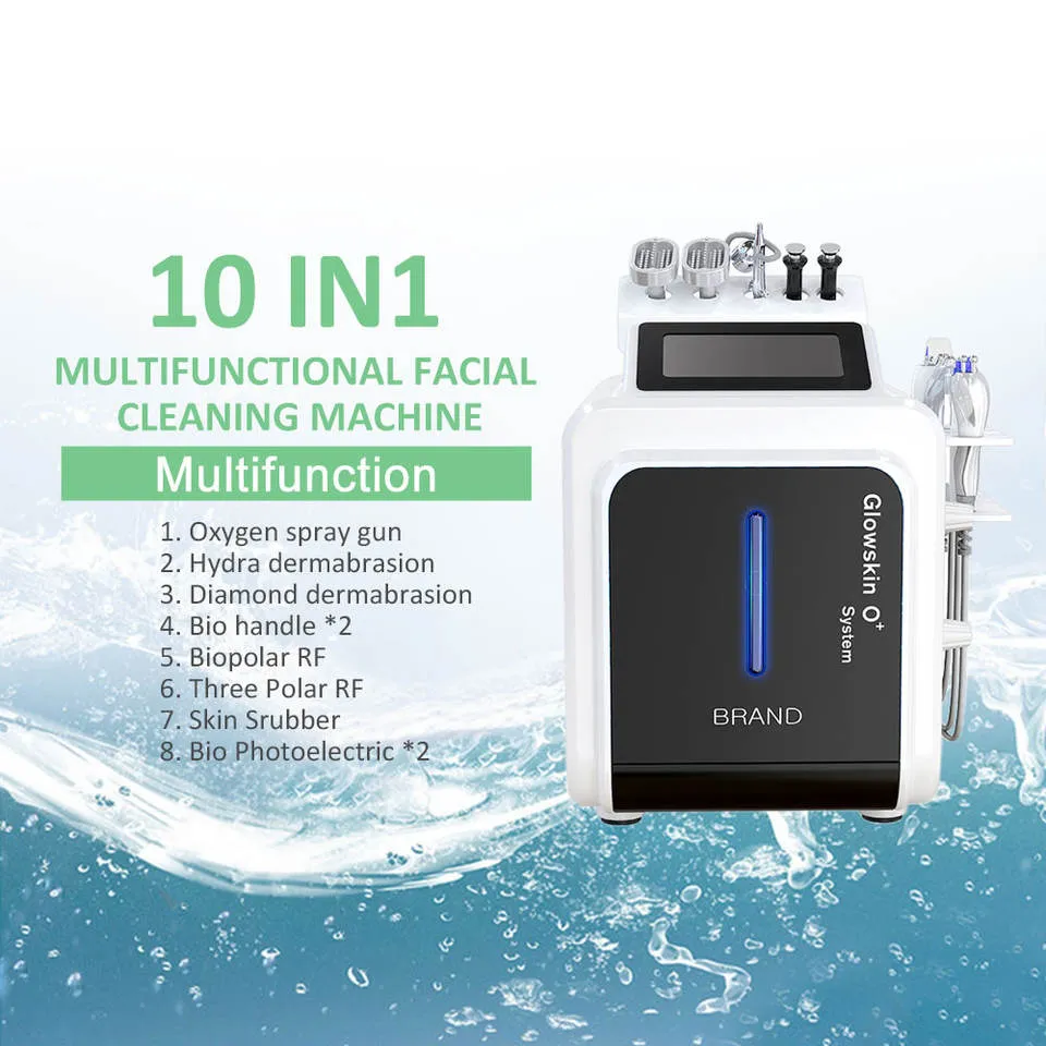 10 I 1 Anti-aging Beauty Equipment Dermabrasion Hydra Eye Lifting Skin Cleaning Oxygen Jet Peel Machine PDT Therapy Machine for Women Men Hud