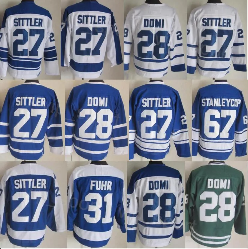 CCM Hockey Retro 31 Grant Fuhr Jersey 75 주년 은퇴 67 Stanleycup 27 Darryl Sittler 28 Tie Domi 13 Mats Sundin Vintage Classic All Stitched Pure Cotton
