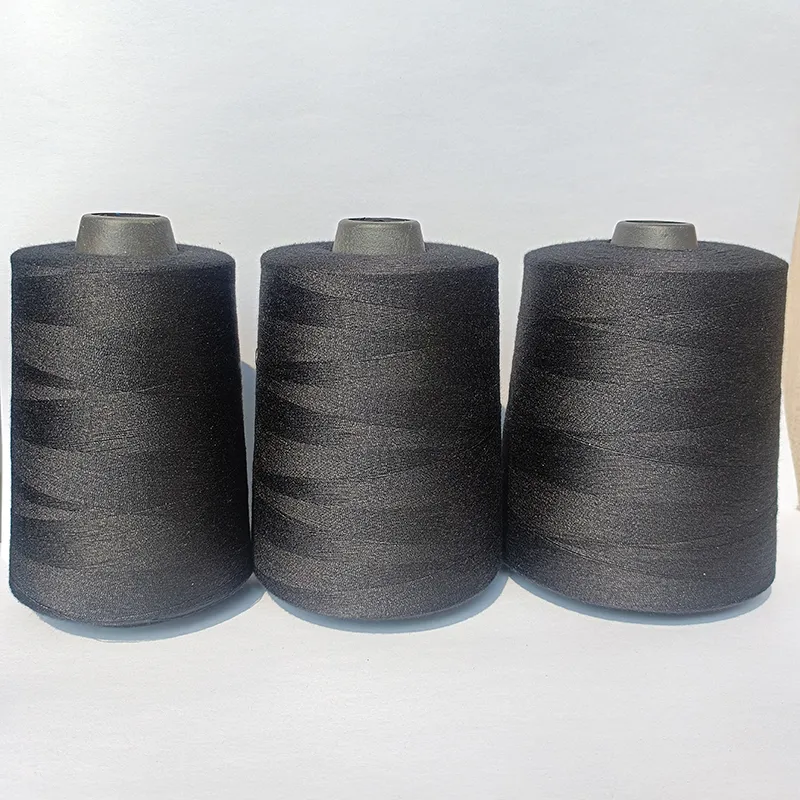 Черная полиэфирная швейная нить для одежды, нить для фиксации края