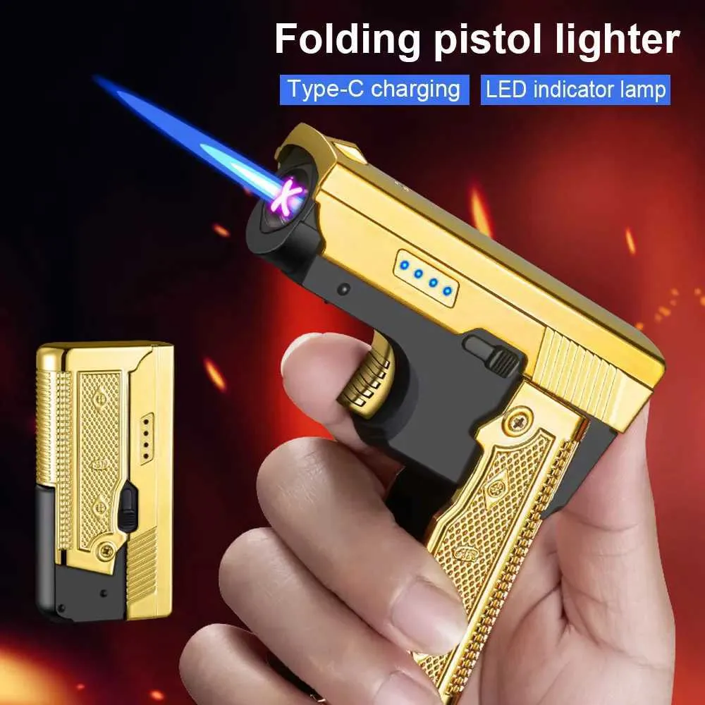 Lighters Unique Folding Pistol Electric Lighter Cool Gadget Type C USB