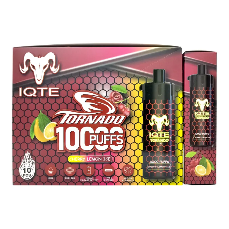 100% 원래 IQTE 100000 퍼프 2% E 담배 850mAh 미리 채워진 장치 일회용 vape 승인 10 맛