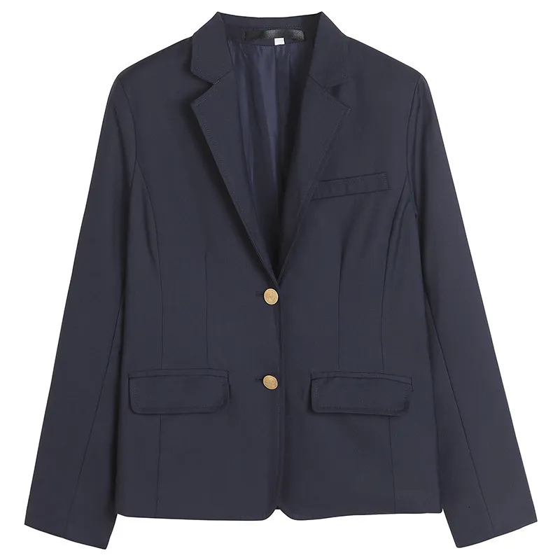 Korean School Uniform Navy Blue Blazer High Navy Coat Womens Suit For