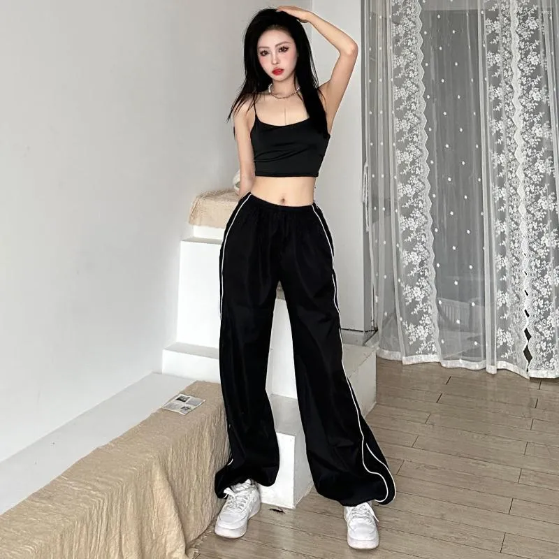 Womens Pants And Style Street High Waisted Black Casual Spicy Girl Striped  Loose Drawstring Leggings From 23,86 €