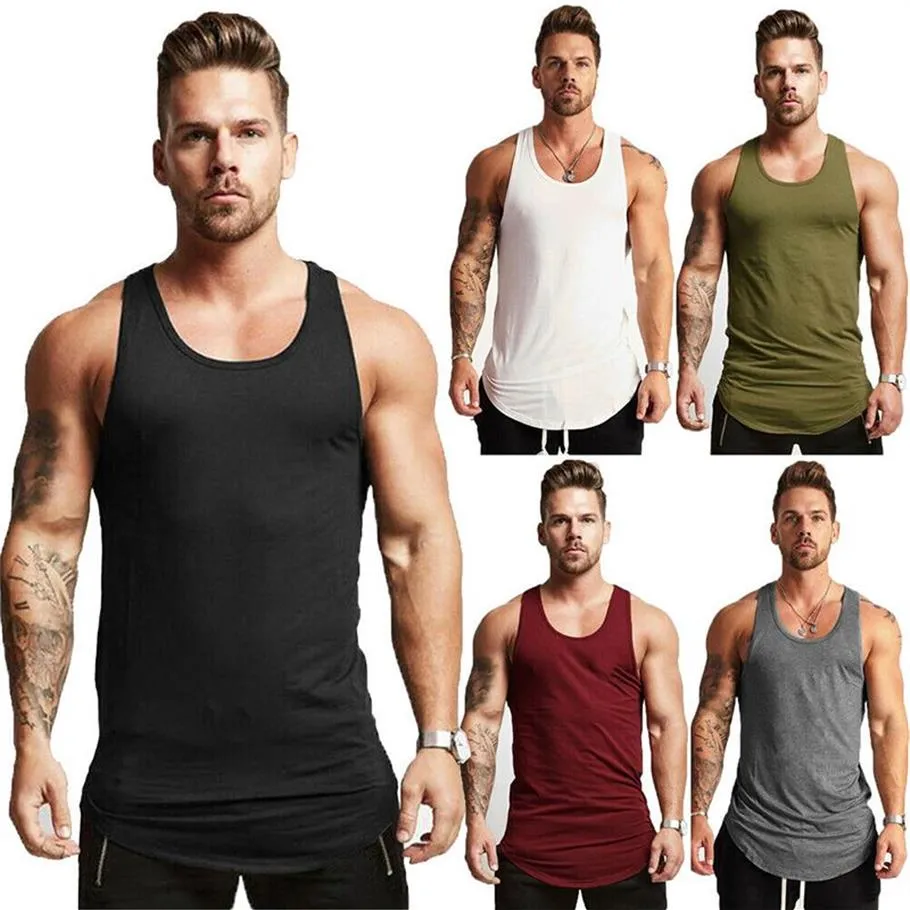 Débardeur sans manches pour hommes, T-Shirt musculaire uni, Hip Hop, GYM, musculation, 295g