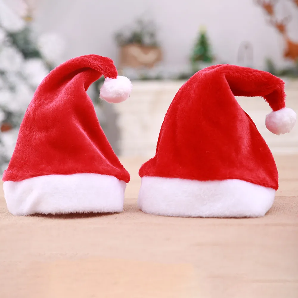 Christmas decorations high-end Christmas short plush hats Christmas supplies adult Christmas hats party decorations